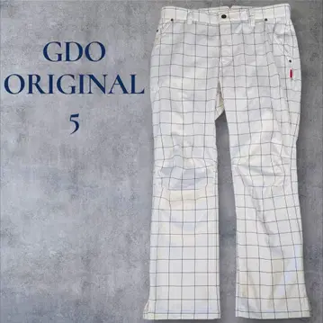 GDO ORIGINAL 화이트 체크 팬츠 속기모 겨울 상품 골프 팬츠