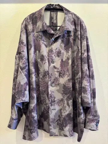 오버 사이즈 꽃무늬 긴팔 셔츠 그레이 계열