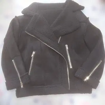 쉘파 소재 블랙 라이더 자켓 S