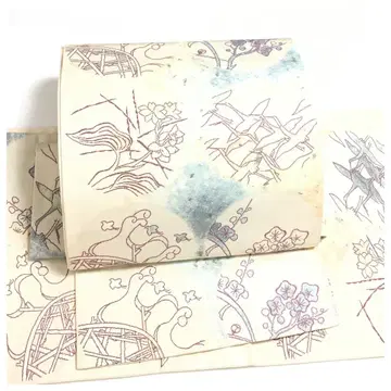 순수 실크 후쿠로 오비 화이트 크림 새 문양 꽃 이중 북 만들기 오비