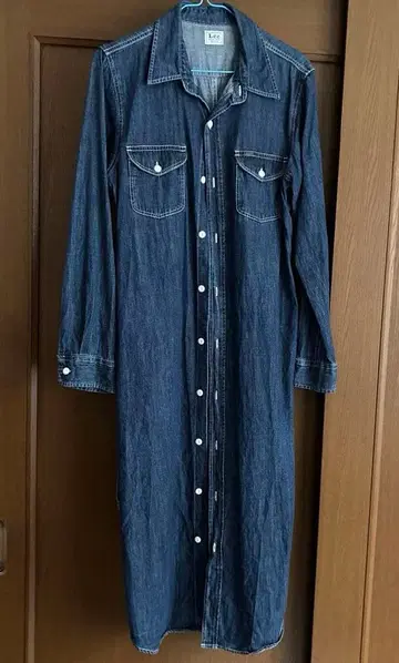 LEE 데님 셔츠 원피스 긴팔 롱 기장 셔츠 원피스 L 사이즈