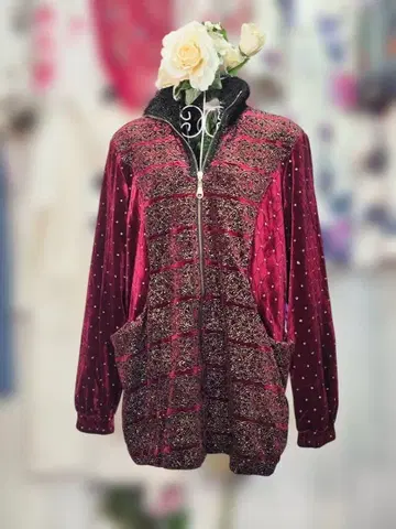 새상품 아이템을 더욱 OFF 고져스 자수 벨벳 집업 재킷