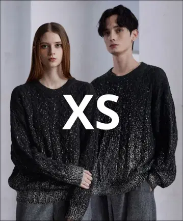 clel 호일 프린트 케이블 크루넥 니트 XS 블랙