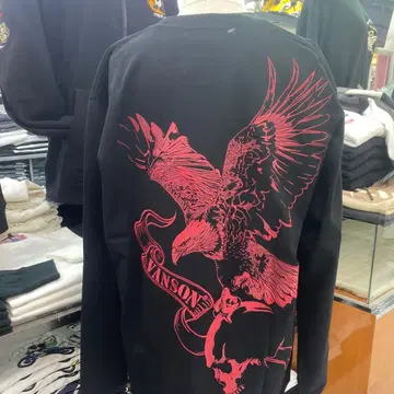 (45) VANSON 독수리와 스컬 롱 T셔츠 블랙 레드