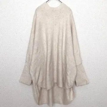 오버 사이즈 니트 튜닉 [ M ] 하이넥 돌먼 슬리브 아웃 심