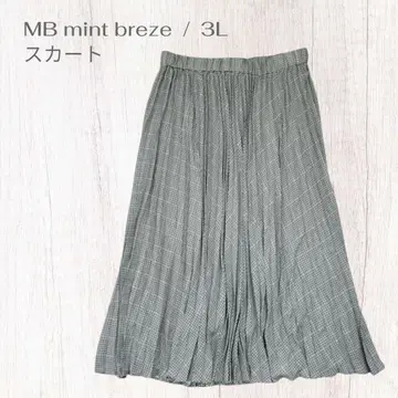 MB 민트브리즈 플리츠 스커트 빅 사이즈 체크 무늬 플레어 3L