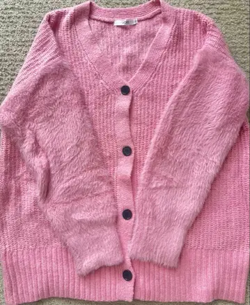 VICKY 핑크 니트 가디건 V넥 긴팔