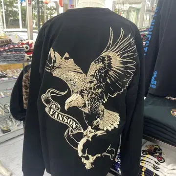 (46) VANSON 독수리와 스컬 롱 T셔츠 블랙 화이트