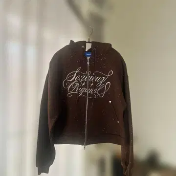 SEQUENZ 글리터 지퍼 후드티 라메 프린트 더블 지퍼 속기모