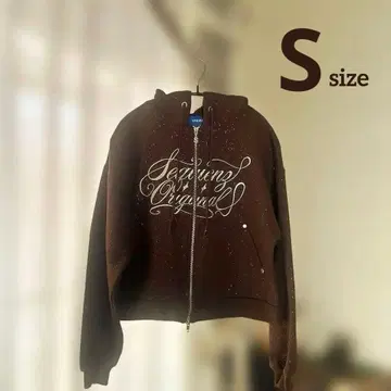 SEQUENZ 글리터 지퍼 후드티 라메 프린트 더블 지퍼 S 사이즈