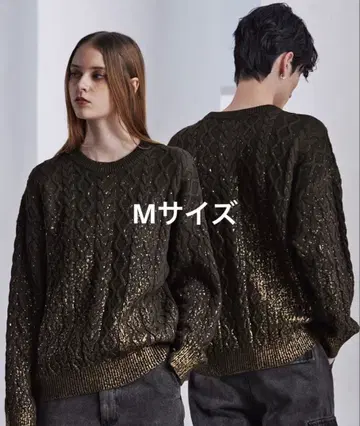 [ CLEL ] 호일 프린트 케이블 크루넥 니트