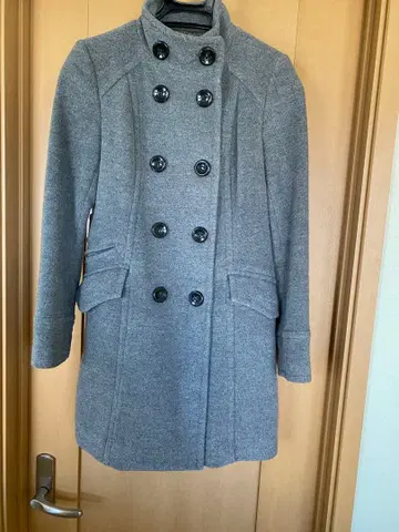 Abahous 그레이 더블 브레스트 코트