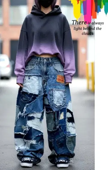 데님 리메이크 강 데미지 코쿤 실루엣 와이드 팬츠 타프타프