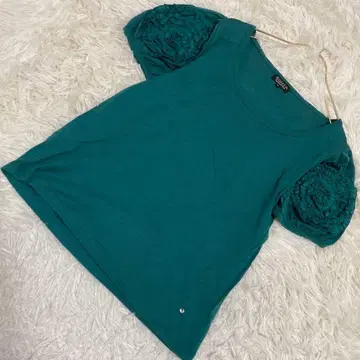 SONIA RYKIEL 퍼프 슬리브 T셔츠 그린 40 깔끔 고급