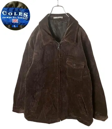 레트로 구제 의류 안감 부착 브라운 코듀로이 집업 블루종 루즈한 사이즈