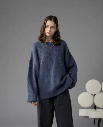 selle glant 롱 슬리브 울 혼방 샤기 니트 L 사이즈