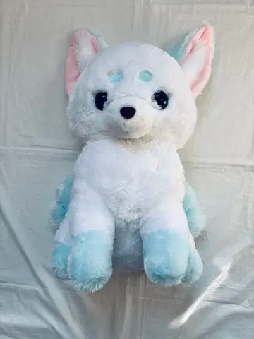 쪼꼬만 구미호님 화이트와 스카이블루 여우 봉제 인형