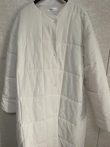 아이보리 퀼팅 롱 코트