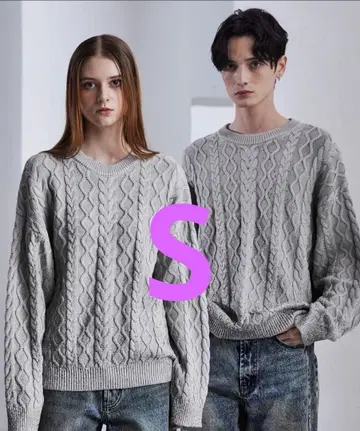 [ CLEL ] 호일 프린트 케이블 크루넥 니트