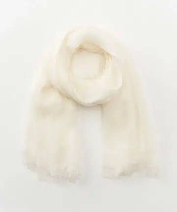 아소스메레 린넨 실크 프린지 스톨 화이트