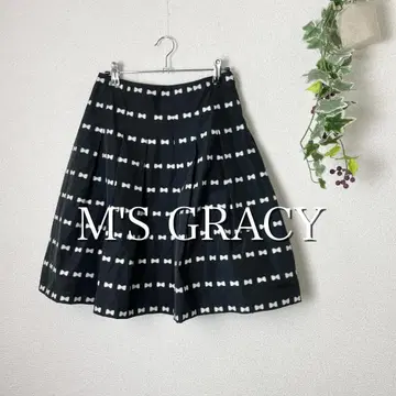 M'S GRACY 리본 무늬 플레어 스커트 일본제