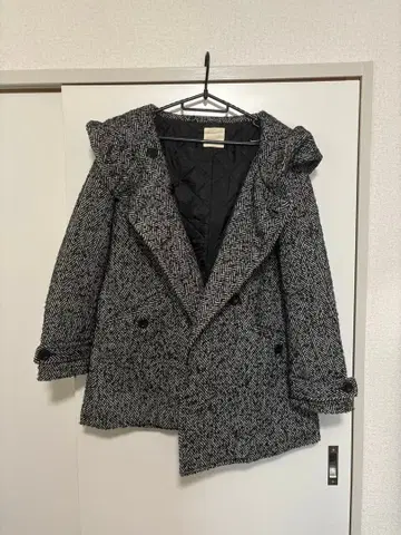 MOUSSY 트위드 후드 부착 코트