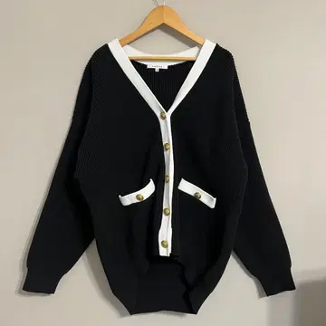 CADUNE 배색 THE 가디건 골드 버튼