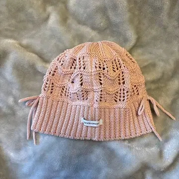 카오리노모리 레이스 편직 니트 모자 리본 포함