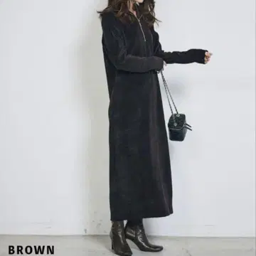 베이스먼트 온라인 코듀로이 하프 지퍼 원피스