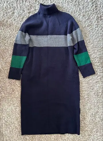 레어 컬러 마리 인형 니트 원피스 터틀넥 네이비