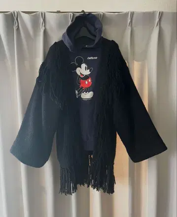 NOWOS 프린지 장식 블랙 울 자켓