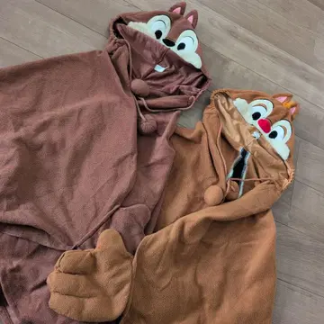 칩과 데일 변신 후드 부착 플리스 판초 세트