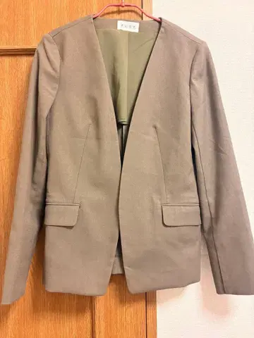 PLST 린넨 블렌드 노카라 자켓 S 칼라리스 카키