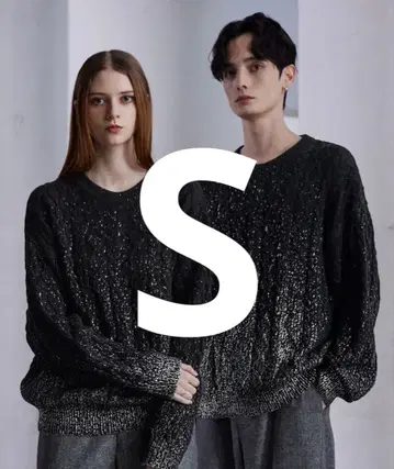 [ CLEL ] 호일 프린트 케이블 크루넥 니트