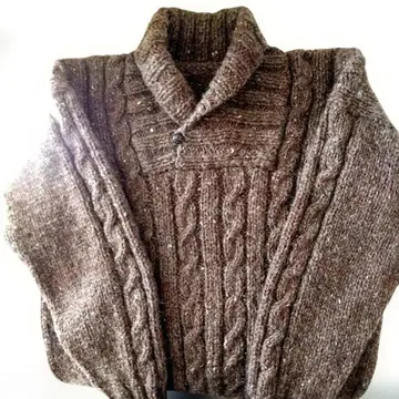 핸드메이드 카라 부착 손뜨개질 남성용 스웨터 사이즈 M~L