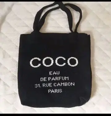 니트 Coco 로고 자수 블랙 토트백