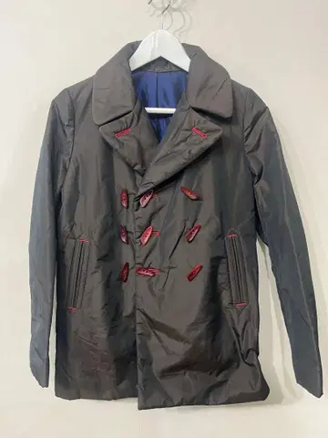 다크 그레이 더블 브레스트 롱 코트