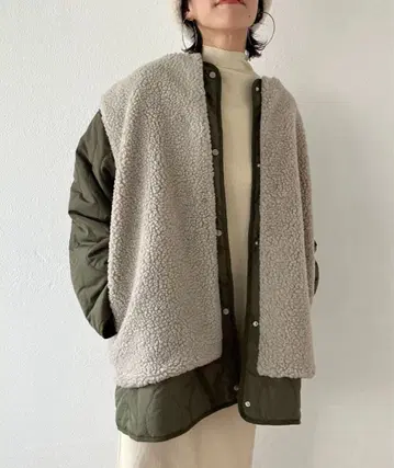 wee9s 퀼팅 라이너 코트 보아 베스트 세트