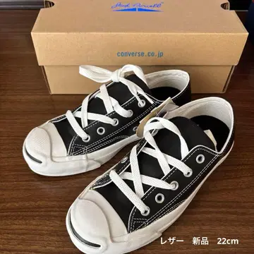 새상품 컨버스 잭 퍼셀 블랙 가죽 22cm