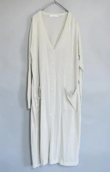 trois 트로와 린넨 혼방 백 플리츠 롱 가디건