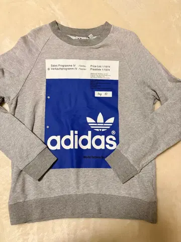 adidas 로고 프린트 맨투맨 M 사이즈 그레이