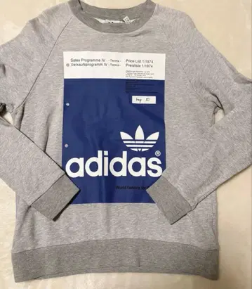 adidas 로고 프린트 맨투맨 M 사이즈 그레이