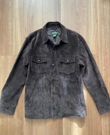 Eddie Bauer 가죽 셔츠 자켓 스웨이드 브라운 Suede