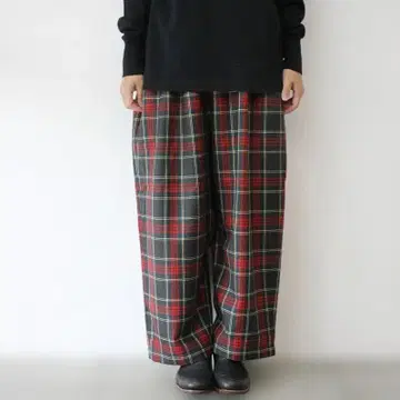 홈스펀 울 타탄 개더 팬츠