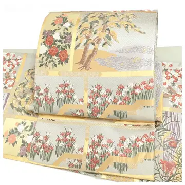 순수 실크 락 오비 후쿠로 오비 꾀꼬닥색 자수 패턴 이중 북 만들기 오비