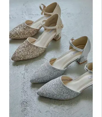 글리터 청키힐 펌프스 결혼식 2차 모임 파티 포멀