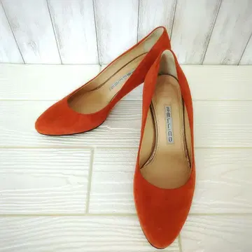 PELLECO 스웨이드 하이힐 오렌지 사이즈 36 힐 약 6cm