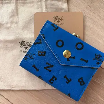 새상품 일비종떼 로고 프린트 가마구치 접이식 지갑 가죽 블루 계열