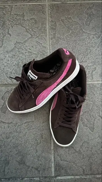 PUMA 스니커즈 24cm 브라운 핑크