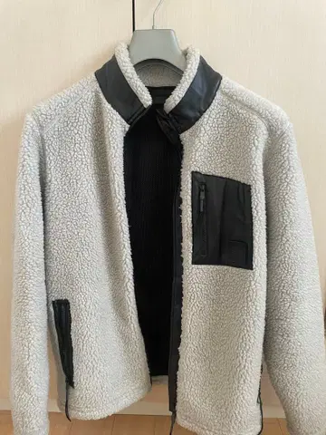 브리핑 플리스 자켓 가죽 악센트